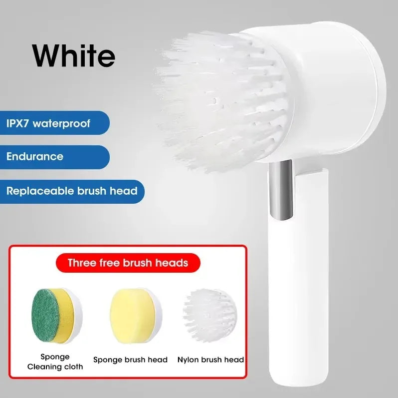 Electric Spin Scrubber 5-in-1 Cleaning Brush with 5 Replaceable Brush Heads for Bathroom Tile Bathtub Sink