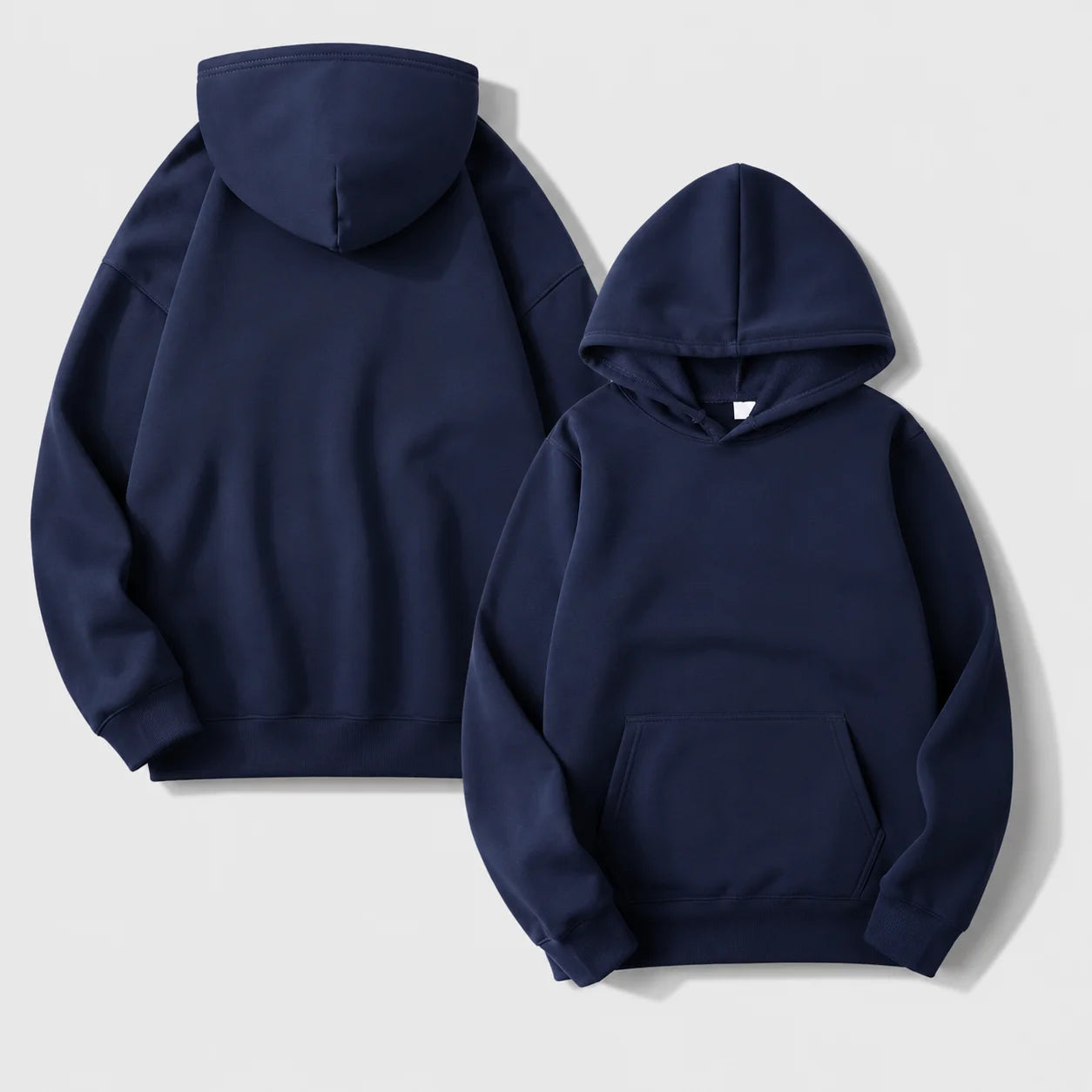 Men Women Solid Color Hoodie Autumn Winter Loose Fit Pullover Sweatshirt Casual Streetwear Long Sleeve Kangaroo Pocket Daily Top