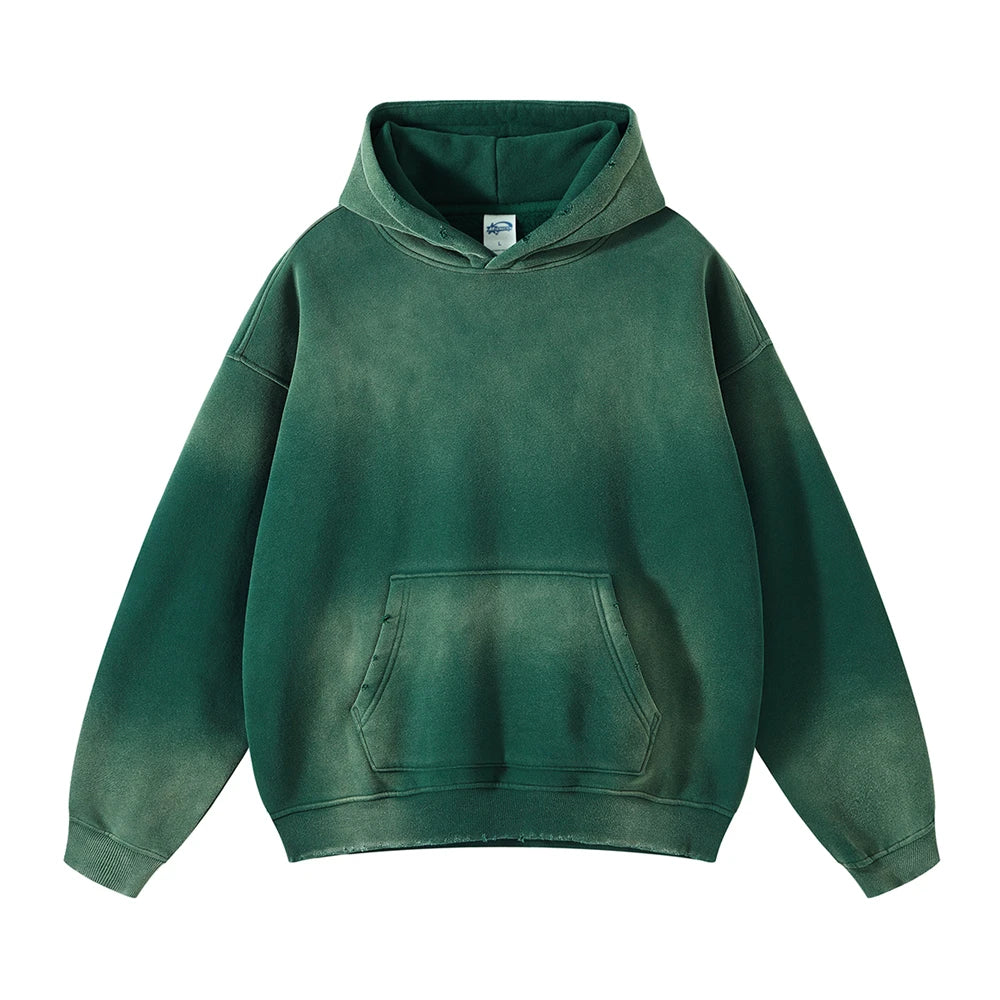 ZODF Vintage Autumn Winter Monkey Washed Fleece Hoodies For Men Unisex Loose Warm 360gsm Hooded Pullovers Sweatshirts HY0655