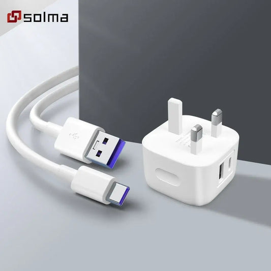 PD + USB Wall Charger Fast Charging Adapter for iPhone, Samsung & Android Devices