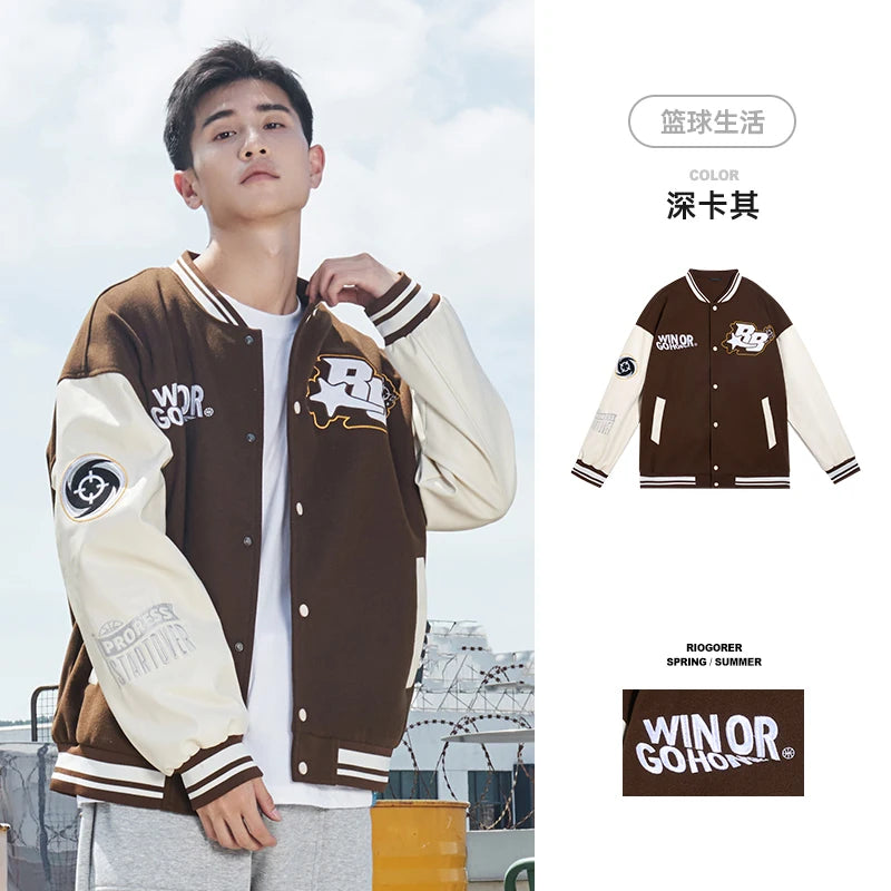 RIGORER  Baseball Uniform Coat Winter New Couple Fashion Sports  Warm Top Casual Cardigan Jacket
