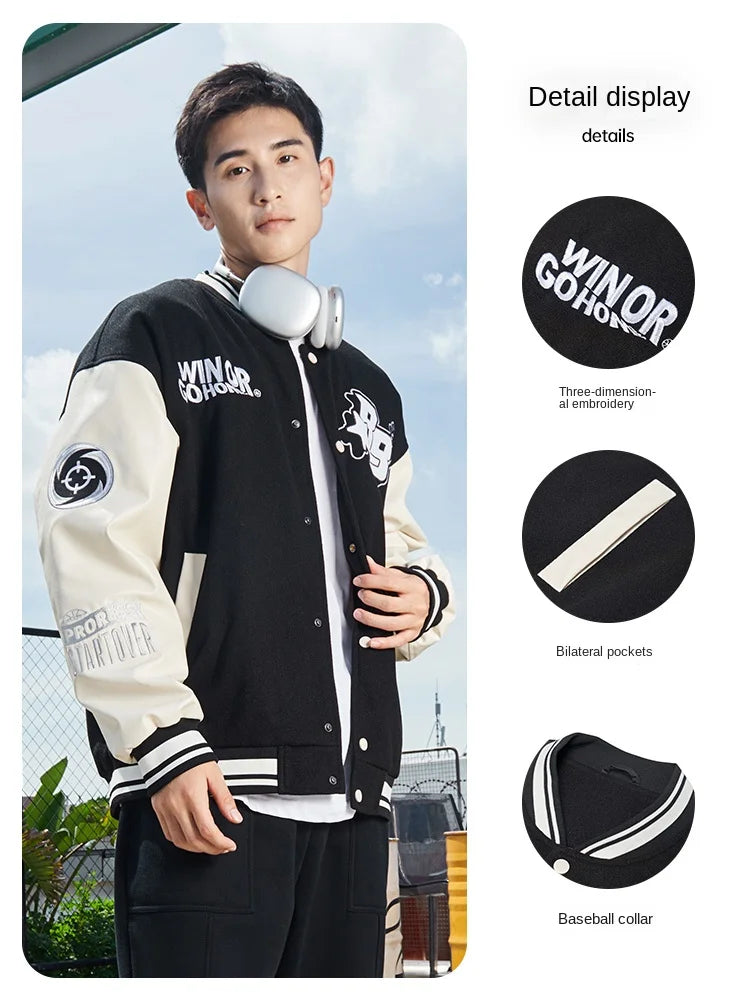 RIGORER  Baseball Uniform Coat Winter New Couple Fashion Sports  Warm Top Casual Cardigan Jacket