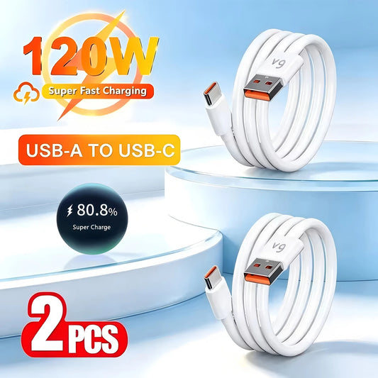 2PCS 6A 120W USB Type C Fast Charging Cable For Huawei Mate 40 50 P60 Nova 13 Honor Xiaomi Redmi OPPO realme Quick Charge Cable
