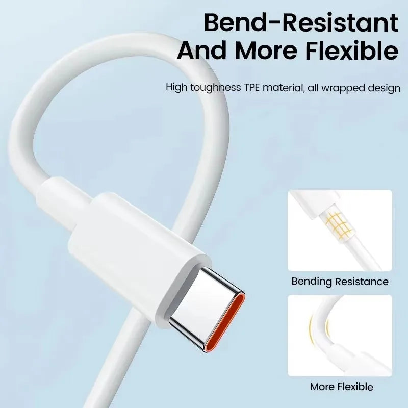 6A 67W Type C USB Fast Charge Cable For Xiaomi 11 12 13T Redmi Note 11T 12T 13 POCO X6 Turbo Charging Data Cable With Retail Box