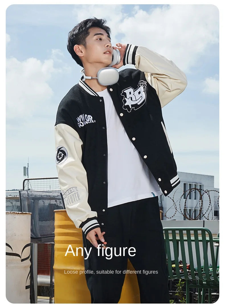 RIGORER  Baseball Uniform Coat Winter New Couple Fashion Sports  Warm Top Casual Cardigan Jacket