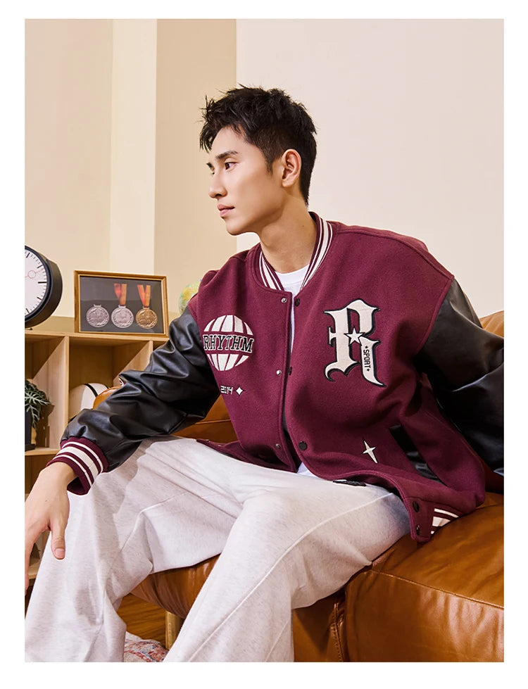 RIGORER Men's Baseball Jacket Reaves Inspired Same Style - Double-Layer Basketball Training Top for Fall Winter Trendy Coat
