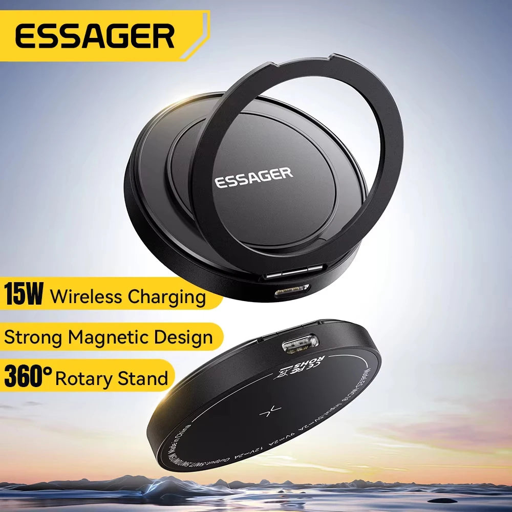 Essager Magnetic 15W Wireless Charger Fast Charging Pad Stand for iPhone 15 14 Airpods USB To Typec Phone Chargers Dock Station