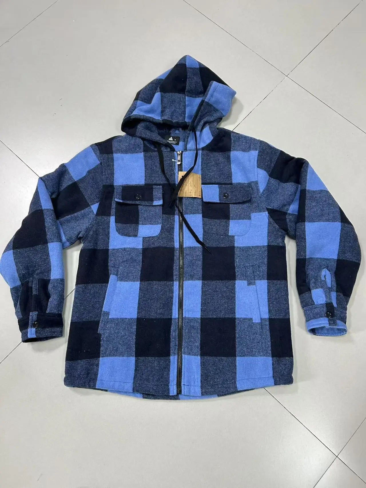 Sherpa Lined Flannel Jacket Mens Heavyweight Hooded Fleece Jacket Thicken Warm Button Down Plaid Jacket Outwear Coats