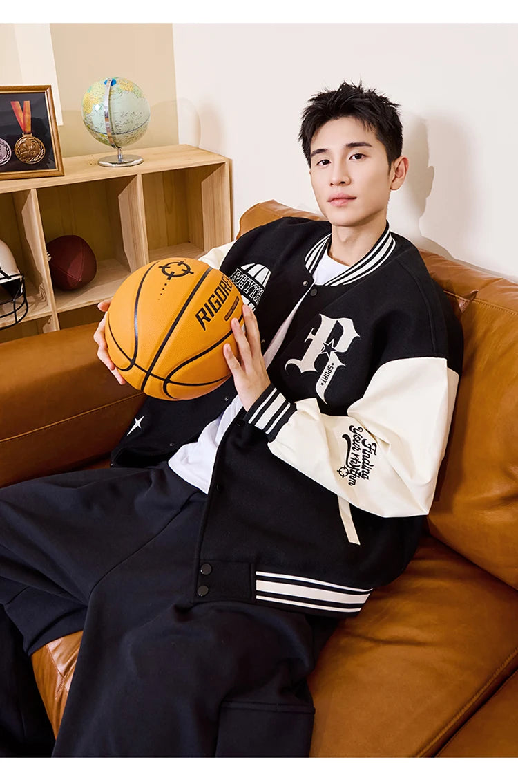 RIGORER Men's Baseball Jacket Reaves Inspired Same Style - Double-Layer Basketball Training Top for Fall Winter Trendy Coat