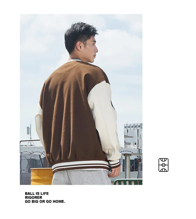 RIGORER  Baseball Uniform Coat Winter New Couple Fashion Sports  Warm Top Casual Cardigan Jacket