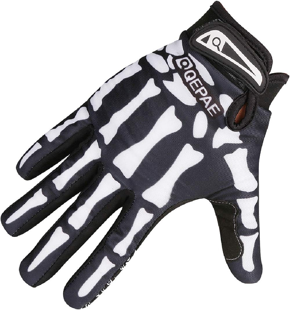 Skeleton Gloves Adjustable Lightweight Racing Skull Sports Work Bone Gloves Anti-Slip Breathable for Men & Women Motorcycle, Cycling, Biking, Workout
