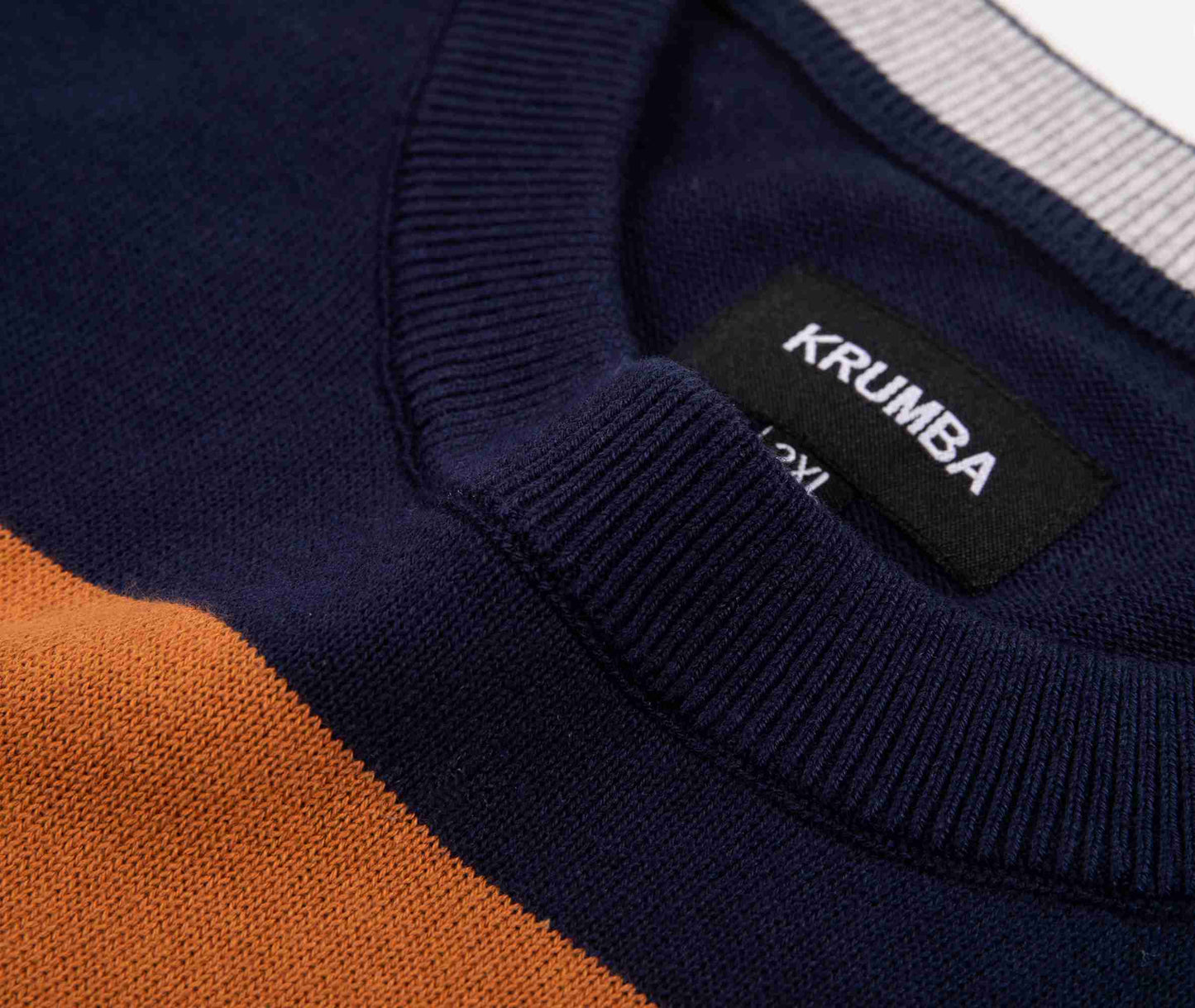 Mens plus Size Cotton Crew Neck Big&Tall Long Sleeve Pullover Navy Mixed Stripe Oversized Sweater 4XL