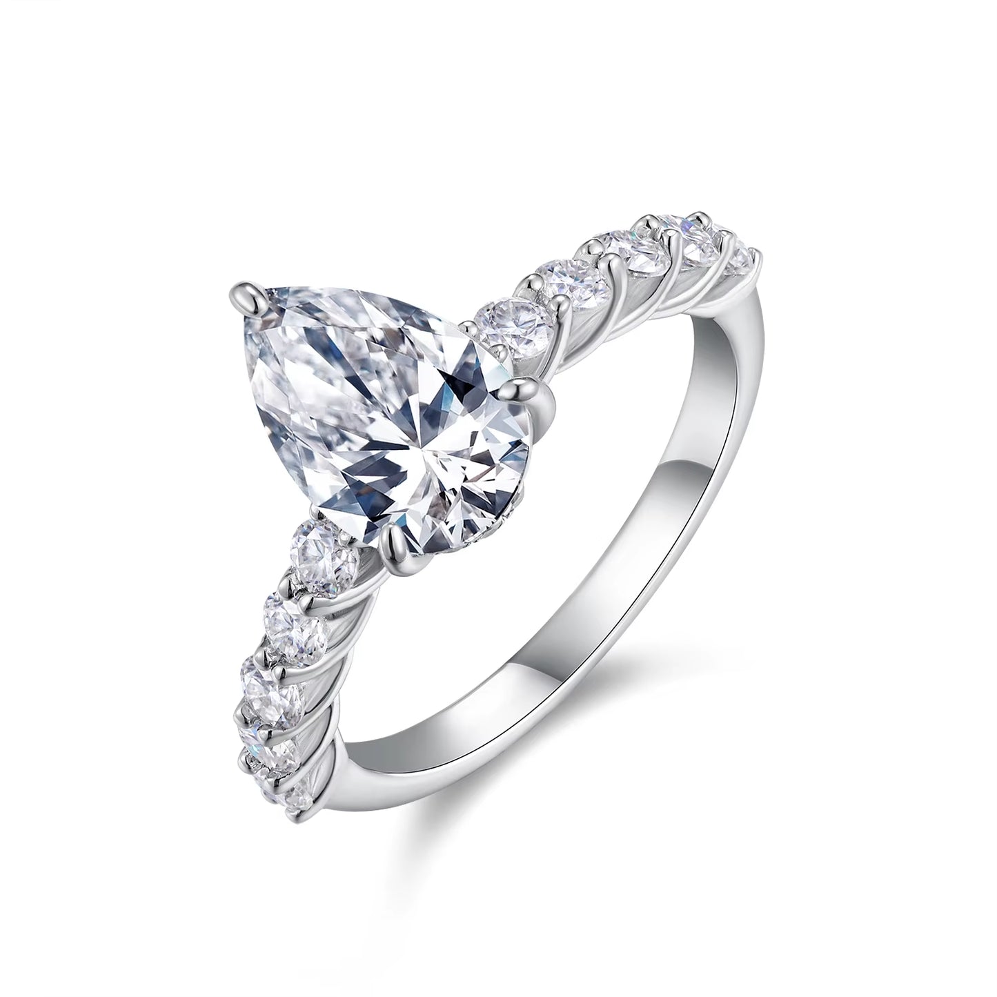 Elegant Pear Cut Moissanite Ring S925 Silver Hypoallergenic for Women'S Engagement or Wedding
