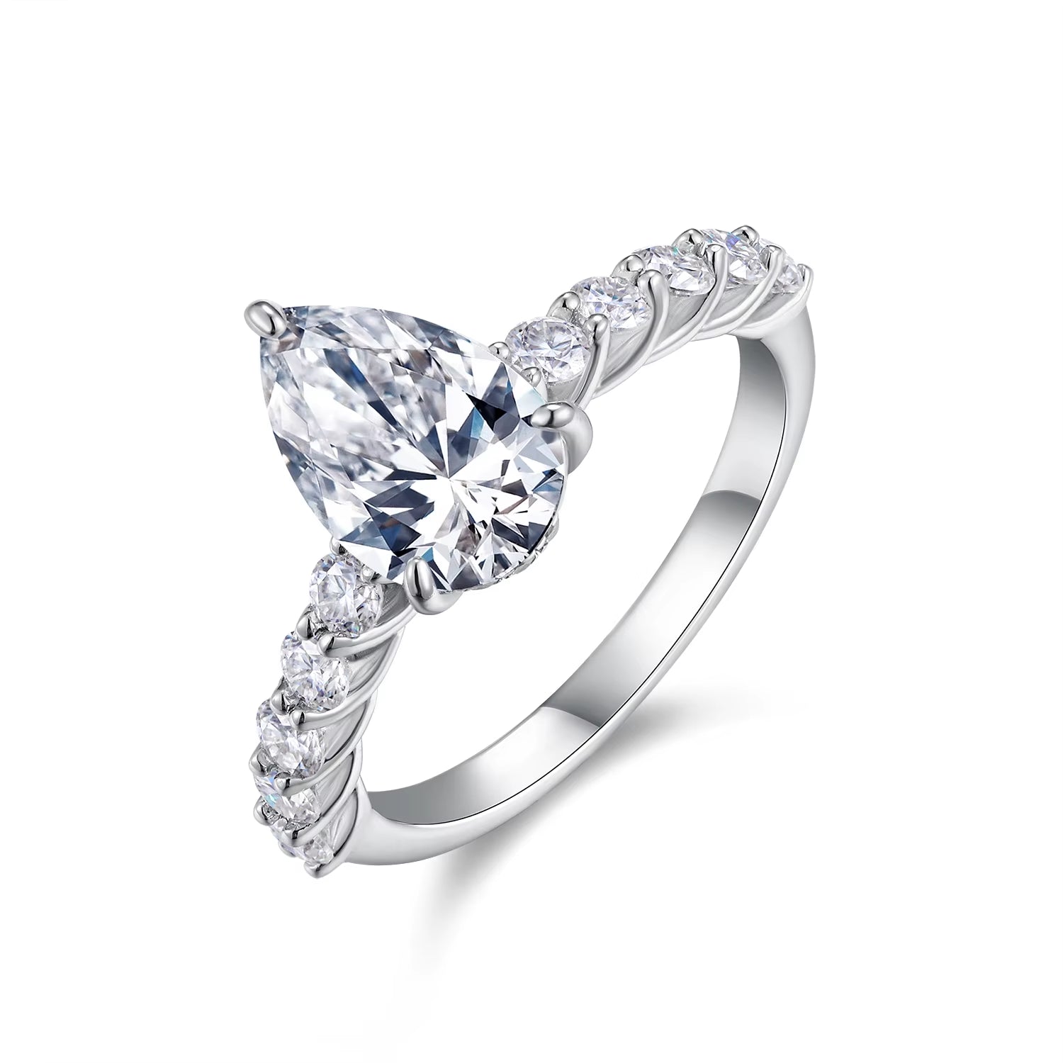 Elegant Pear Cut Moissanite Ring S925 Silver Hypoallergenic for Women'S Engagement or Wedding
