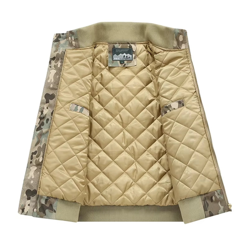 Wearing Cotton Jacket, Men'S Flight Suit, Outdoor Casual Tactics, Multi Pocket Camouflage, Cotton Stand up Collar, Cotton Jacket