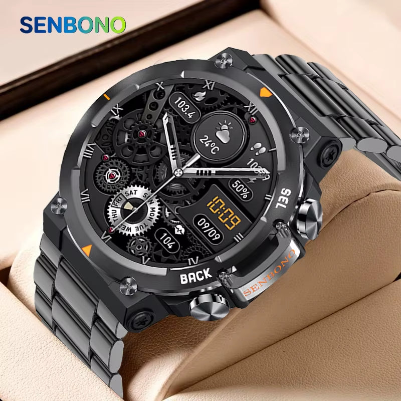 SENBONO 2024 MAX18 Men Smartwatch Amoled1.43Inch 466*466 HD Big Screen BT Calls Gesture Control AI Voice Sports Smart Watch Men